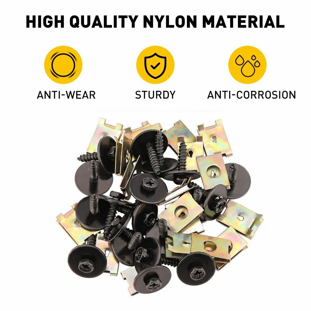 Metal Car Screw Body Fender Bumper Retainer U Nut Clips Gasket FastenerKit1-5set