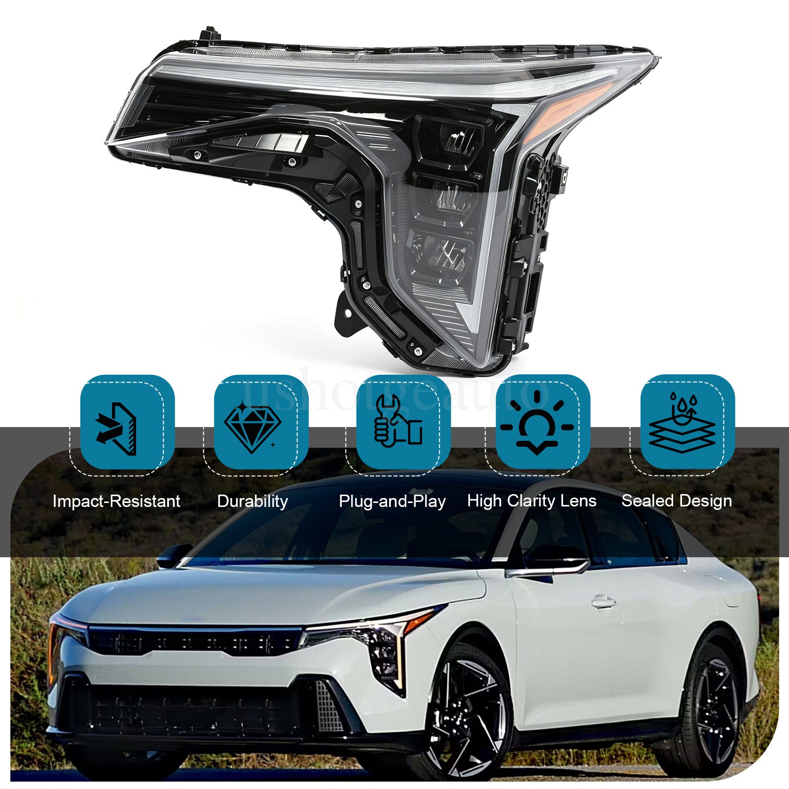 For 2025-2026 Kia K4 LED Projector Headlight Assembly 92101-GG140 92102-GG140