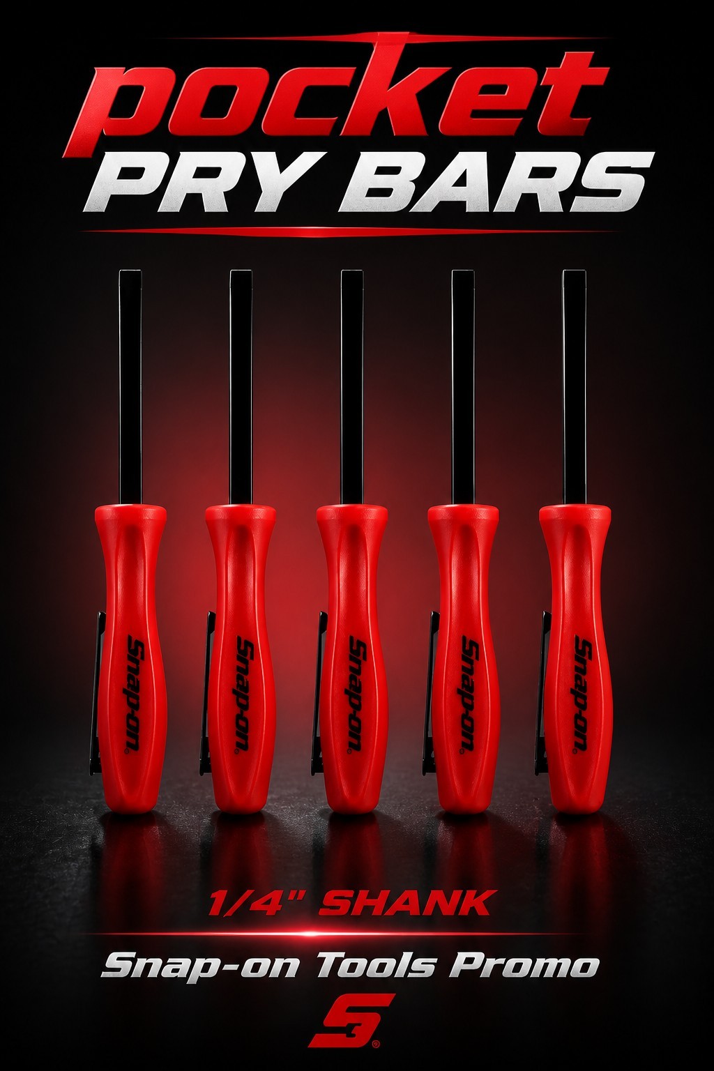 5X RED Promo SE For Snap on tools 1/4″ Shank Angled PRY BAR screwdriver + GIFT!!