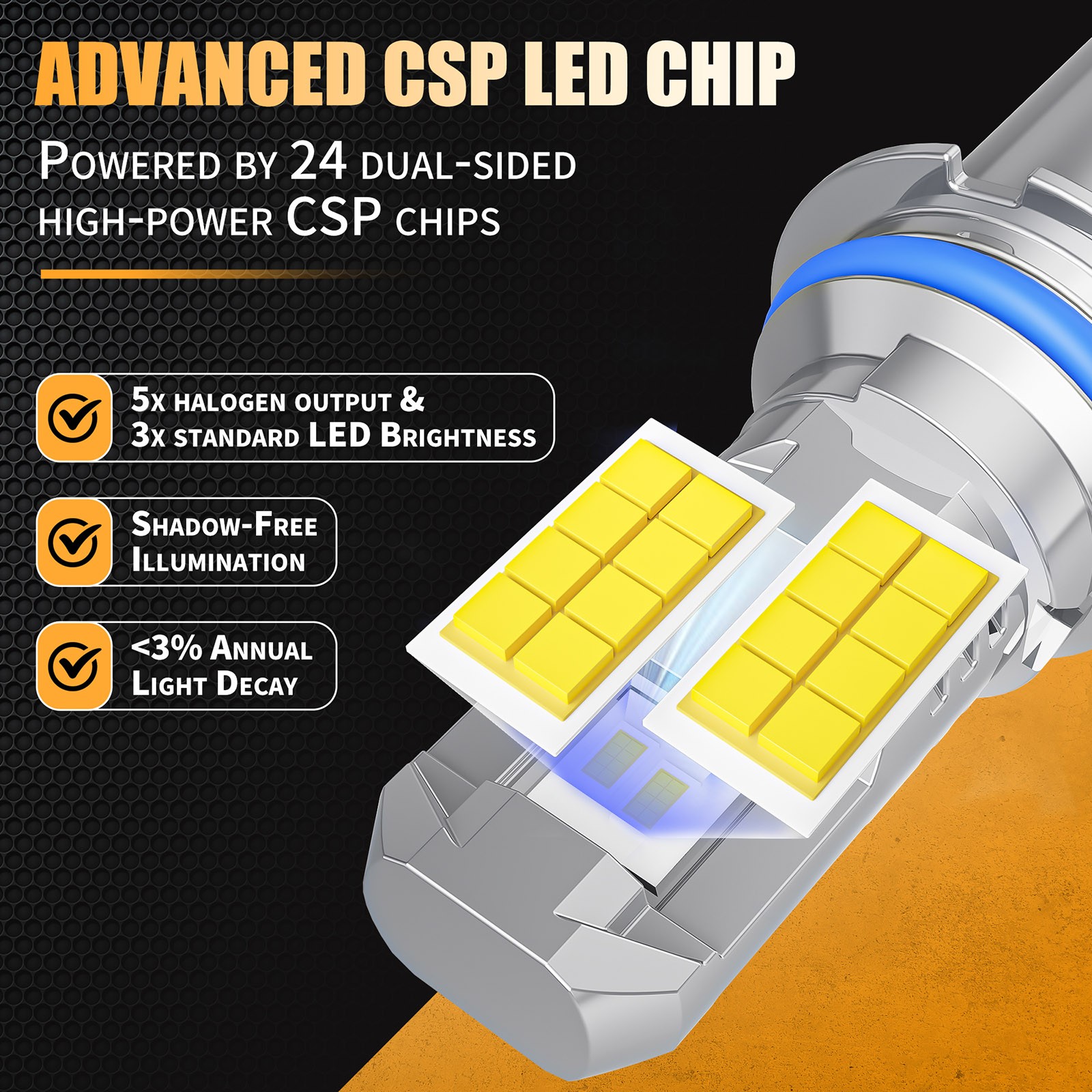 For Ford Mustang 1990-1993 2-Door LED Headlight Kit Bulbs 24000LM Super Bright