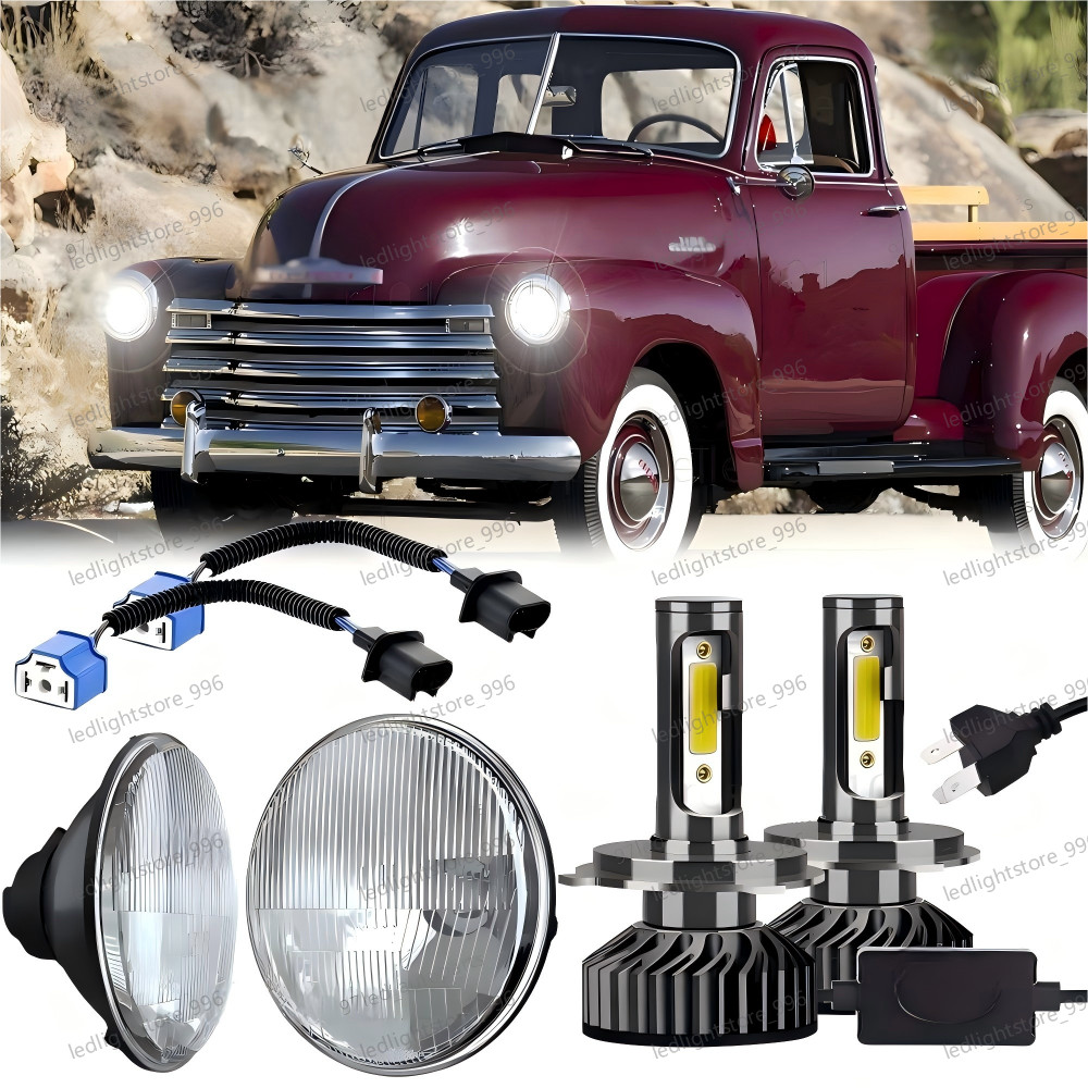 Pair 7″ Inch LED Car Headlight round HI/LO Beam Lamp For Chevy Pickup Truck3100