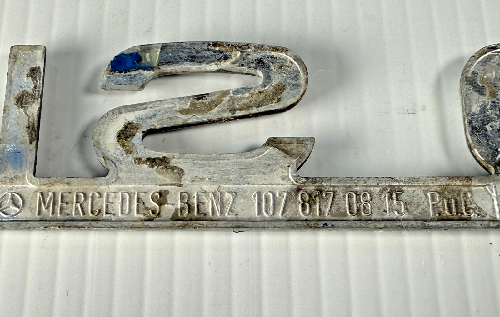 MERCEDES BENZ R107 380SL REAR TRUNK DECK LID BADGE EMBLEM A1078170815 WITH PINS