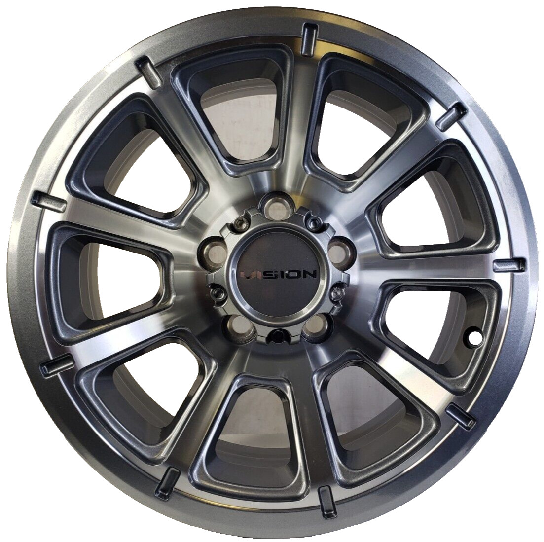 Vision Wheel 353 Turbine Trailer RIM 14X5.5 5×4.50 0mm Gum Metal Machined Face