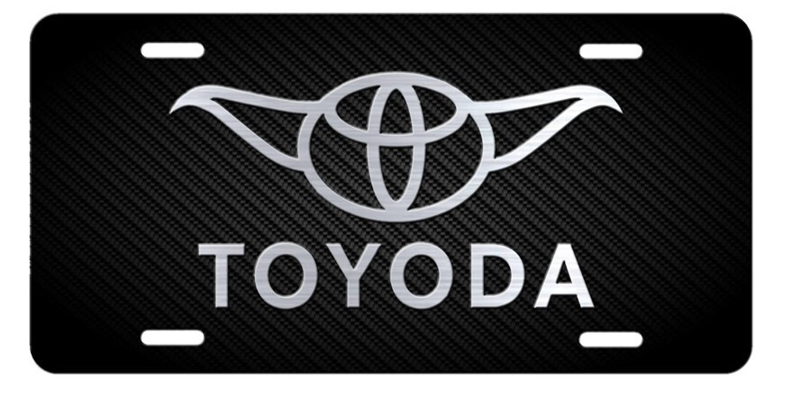 Toyota YODA Inspired Art on Simulated Carbon Fiber Aluminum License Plate Tag