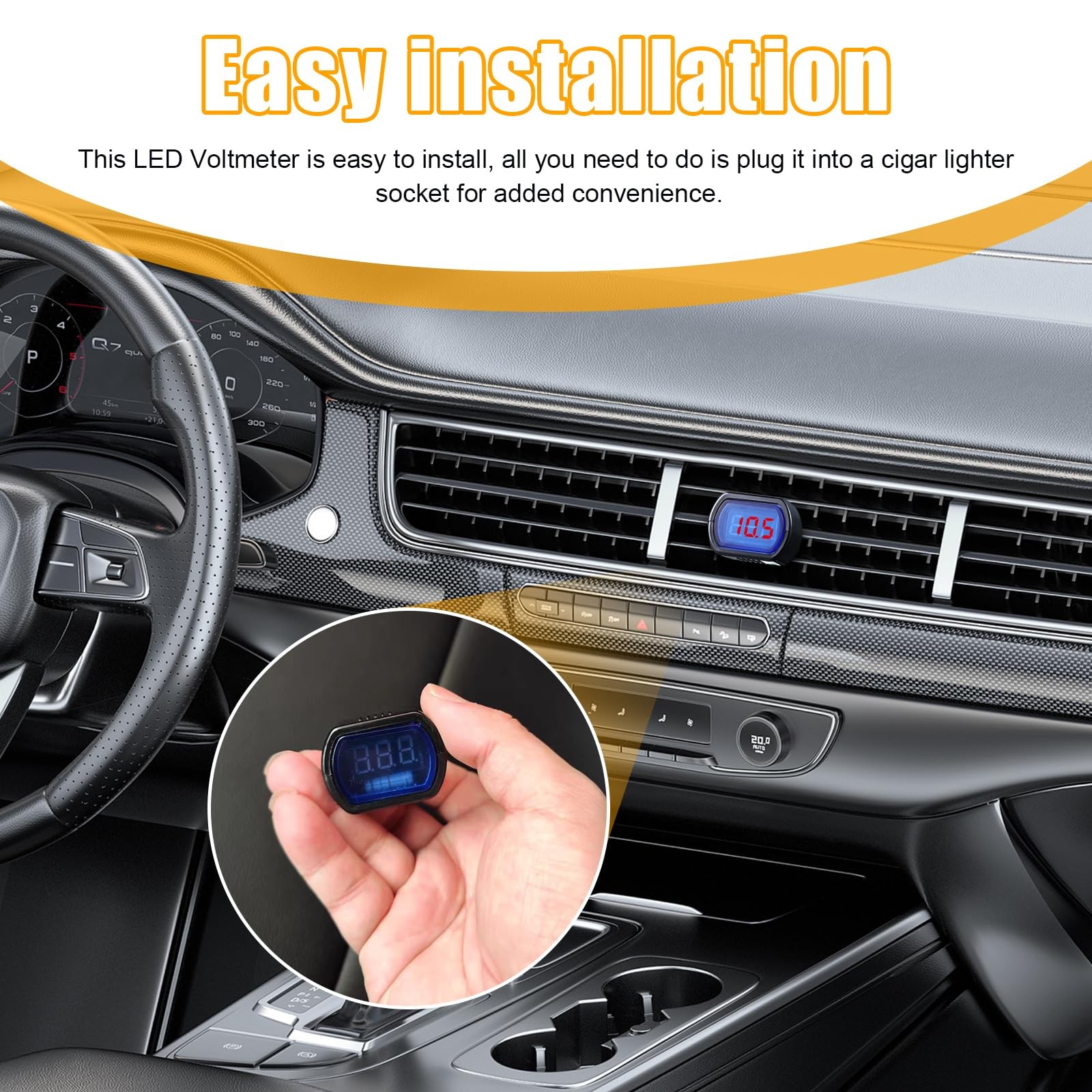 Suvnie 2 PCS Car LED Cigarette Lighter Voltmeter, DC 12V 24V Battery 2