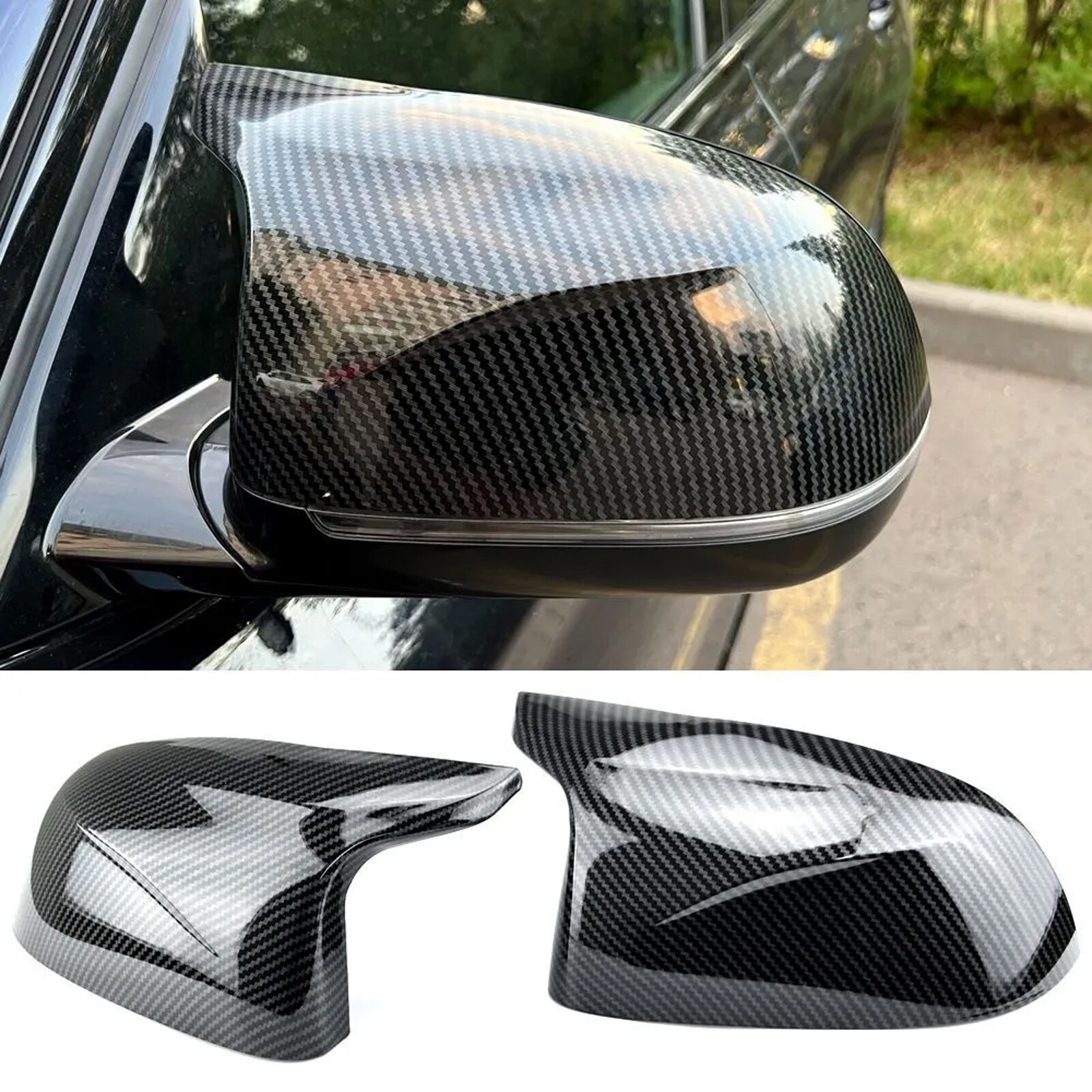 M Look Gloss Black Side Mirror Cover Caps For BMW X5 F15 X4 F26 X3 F25 2014-2018