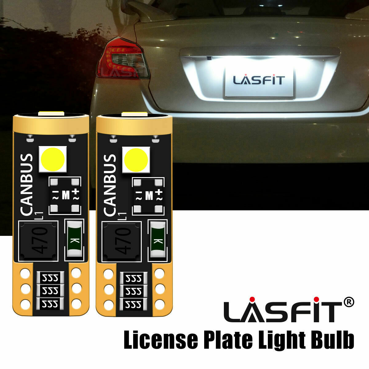 LASFIT White 6000K LED License Plate Tag Light Bulbs T10 194 168 W5W 2825 192