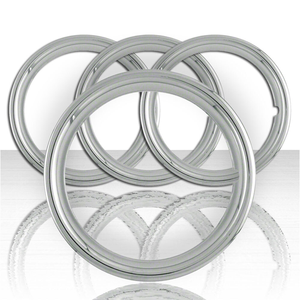 4 CHROME METAL 15″ STEEL WHEEL TRIM RINGS BEAUTY RIMS RING RIM BAND for GM