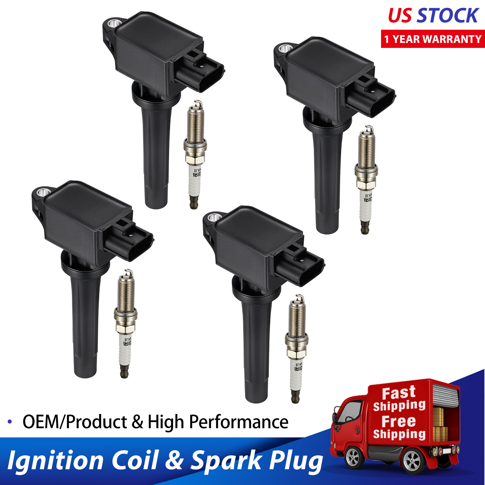 4 pack Energy Ignition Coil & Spark Plug for Mazda 3/ 6/ CX-3/ CX-5/ MX-5 UF656