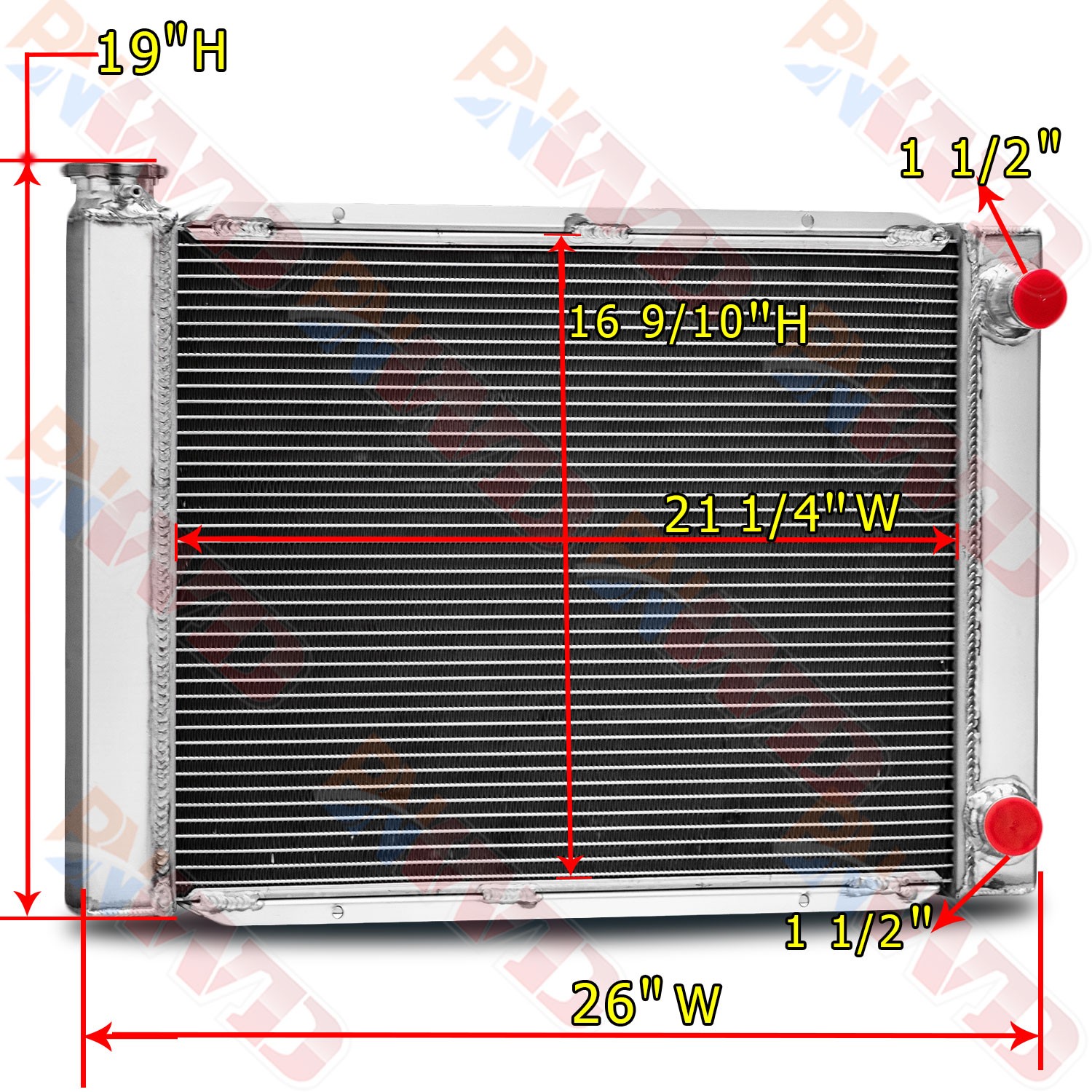 Double Pass 19″ x 26″ Aluminum Racing Radiator For Chevy SBC 350 Crossflow Style