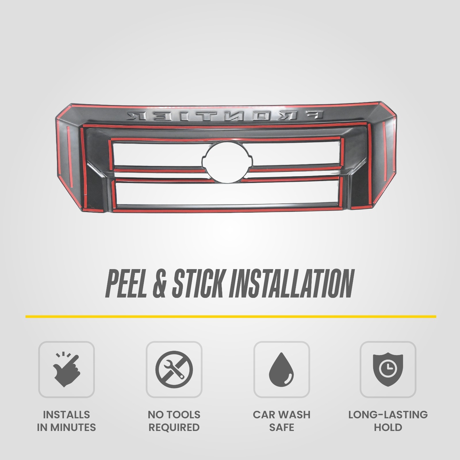 Chrome Delete Tape-On Grille Overlay For 2022-2024 Nissan Frontier