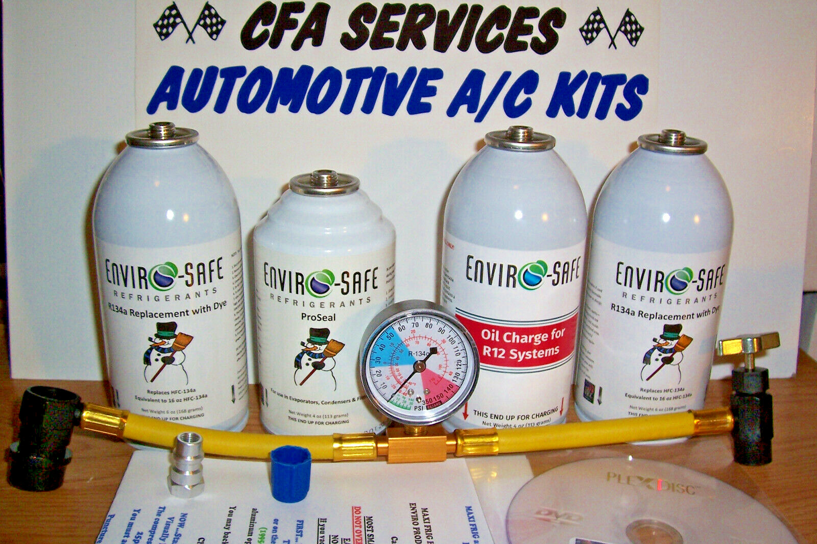 1995-OLDER R12 SYSTEM COMPATIBLE REFRIGERANT RECHARGE KIT + PRO SEAL+ OIL CHARGE