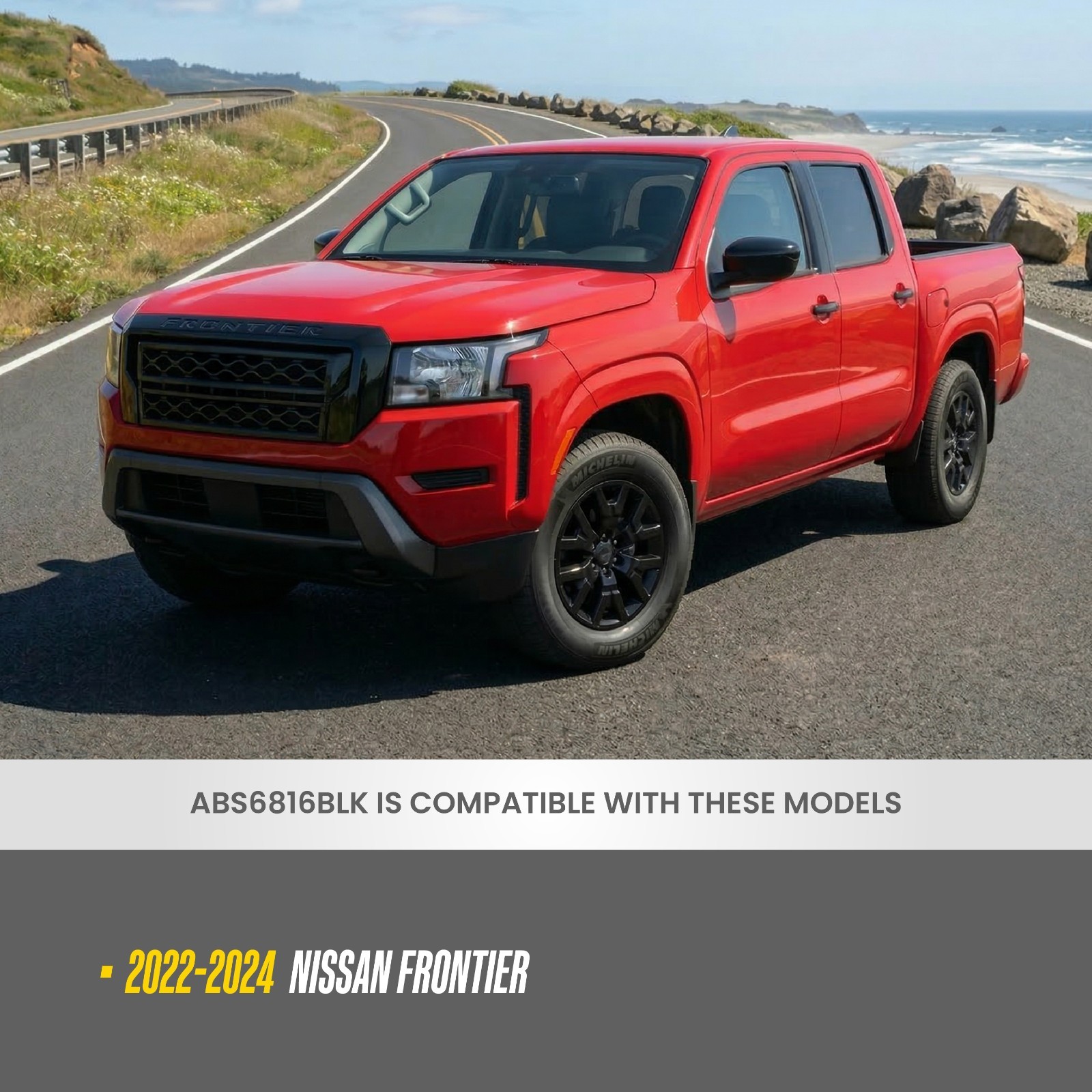 Chrome Delete Tape-On Grille Overlay For 2022-2024 Nissan Frontier