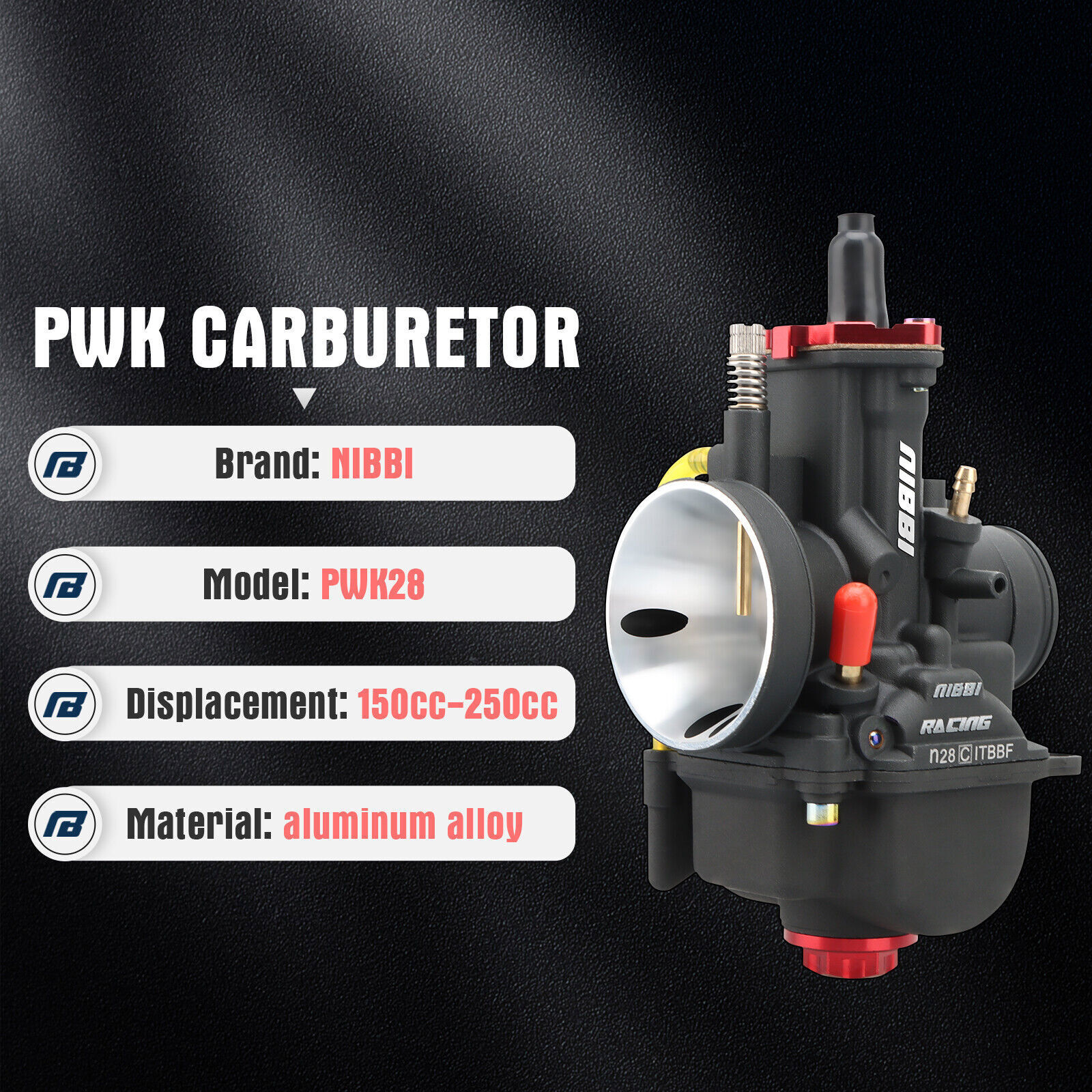 NIBBI PWK28 Pre-Jetted Carburetor Carbs For Honda CB350 CB360 CL350 CL360 SL350