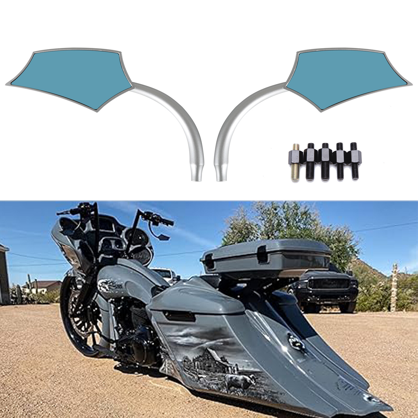 Irregular Shape Motorcycle Rear View Mirrors For Harley Road King Street Glide