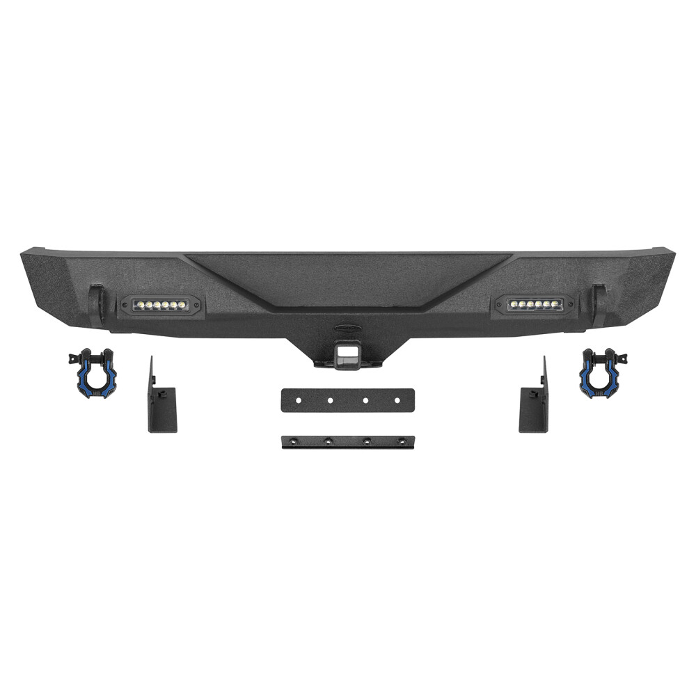 Rear Bumper w/ Receiver Hitch & LED Light & D Ring Fit 07-18 Jeep JK Wrangler JK