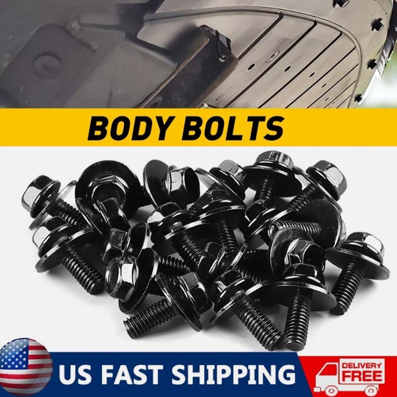 Car Body Bolts Screws Fastener M6 1.0x 16mm Long 10mm Hex 17mm Washer 40 Bolts