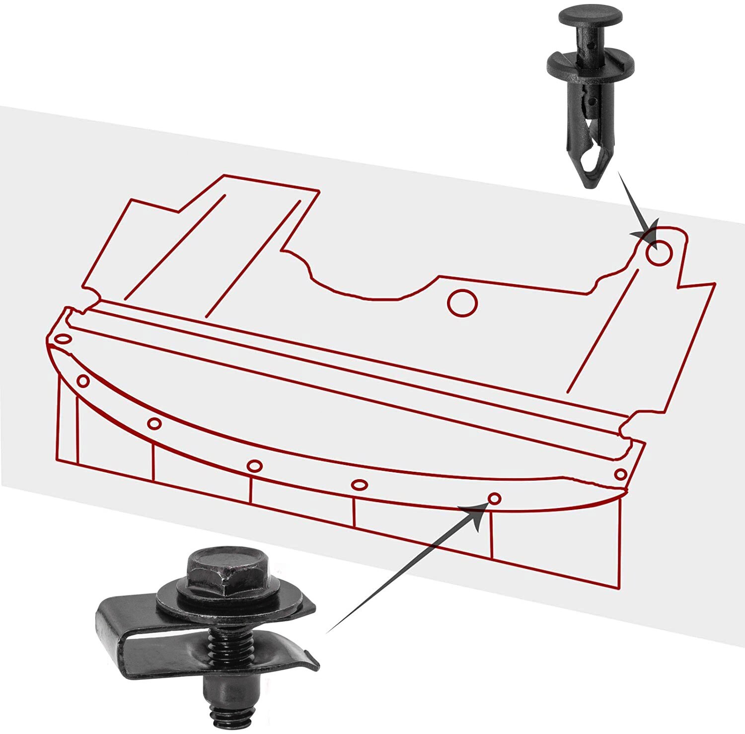 Universal Fender Liner Screw U Nut Kit &U-Nut Clips Hex Head Automotive Body Kit