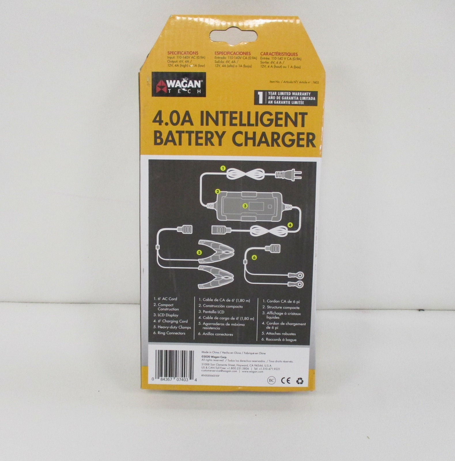 WAGAN TECH 4.0A INTELLIGENT BATTERY CHARGER / JUMP STARTER EL7403