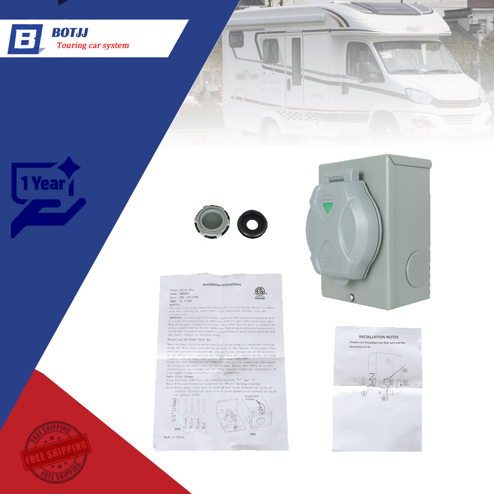 50 A Generator Power Inlet Box NEMA SS2-50P 3 Prong Power Inlet Box 120/250V