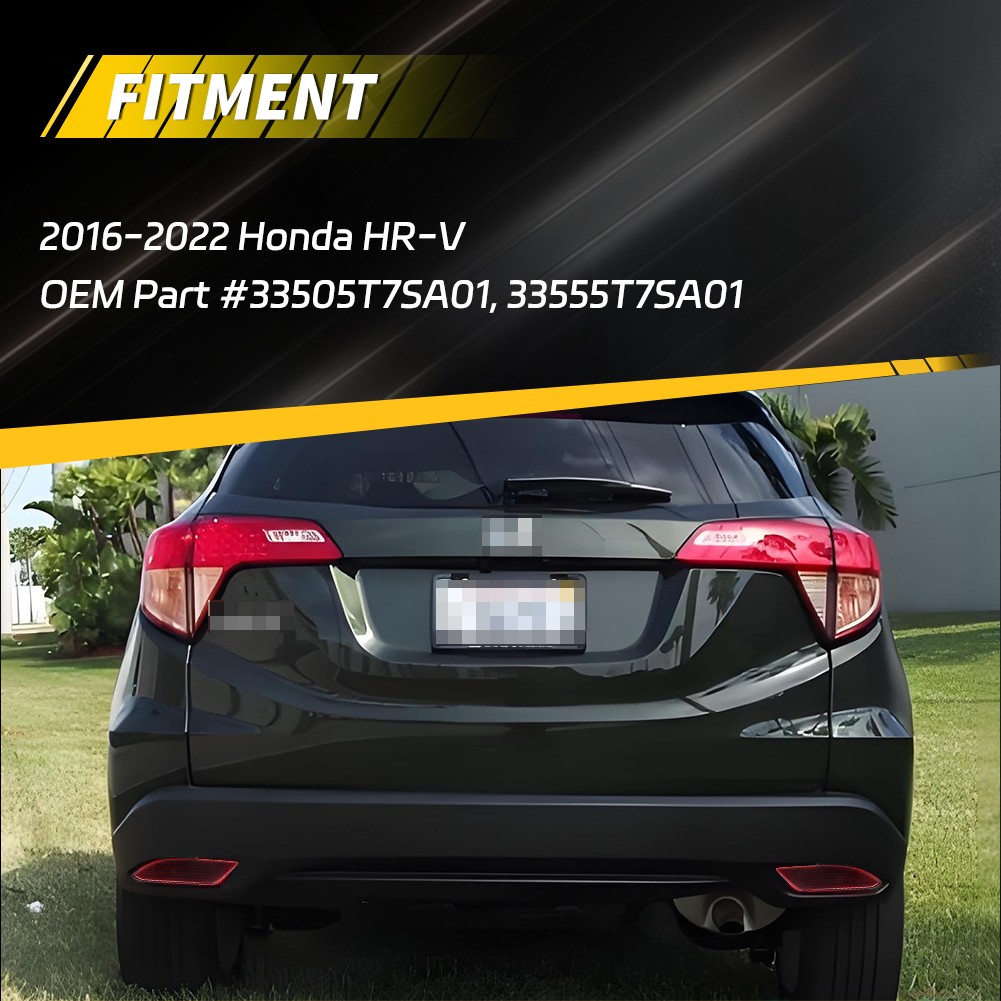 Red Rear Bumper Reflector Set For 2016-2022 Honda HR-V 33505T7SA01 33555T7SA01