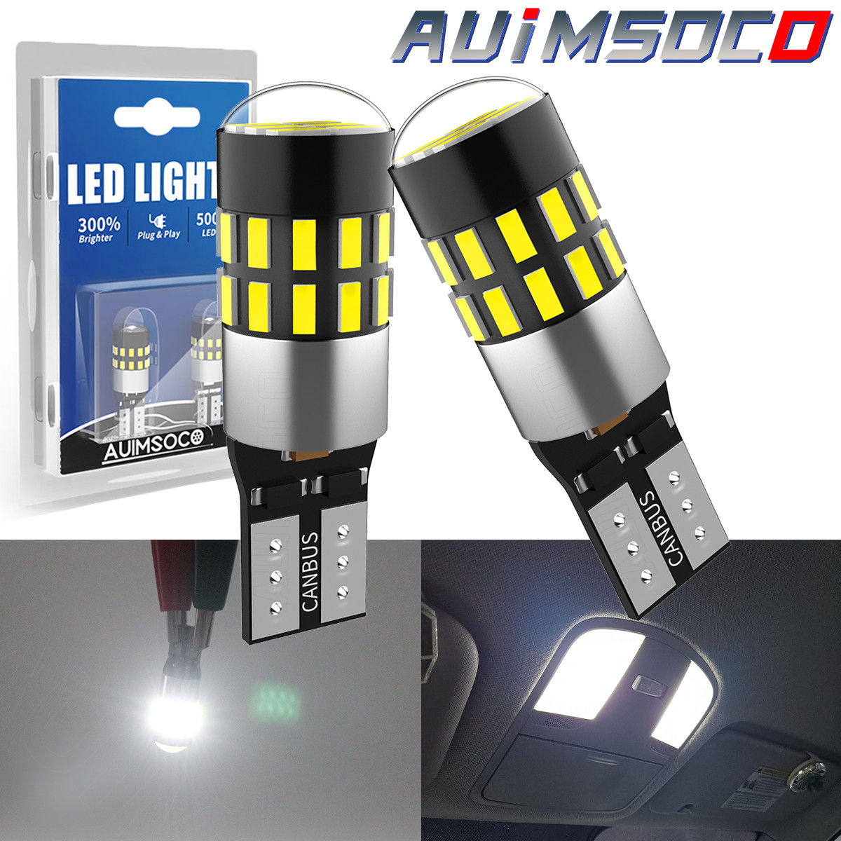 2x 168 194 LED License Plate Light Replacement Bulbs Pure White 6000K T10