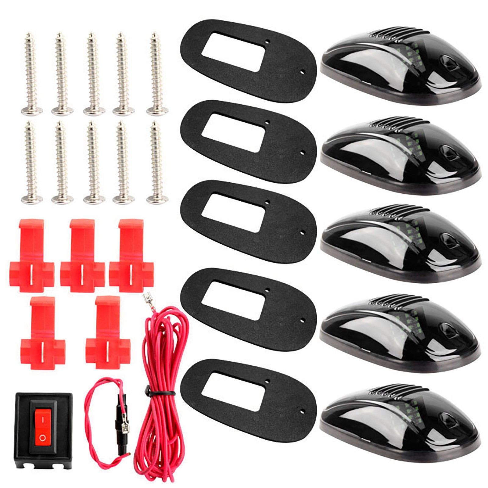 5PCS Smoked Amber LED Cab Roof Top Marker Running Lights For Jeep Truck SUV Car