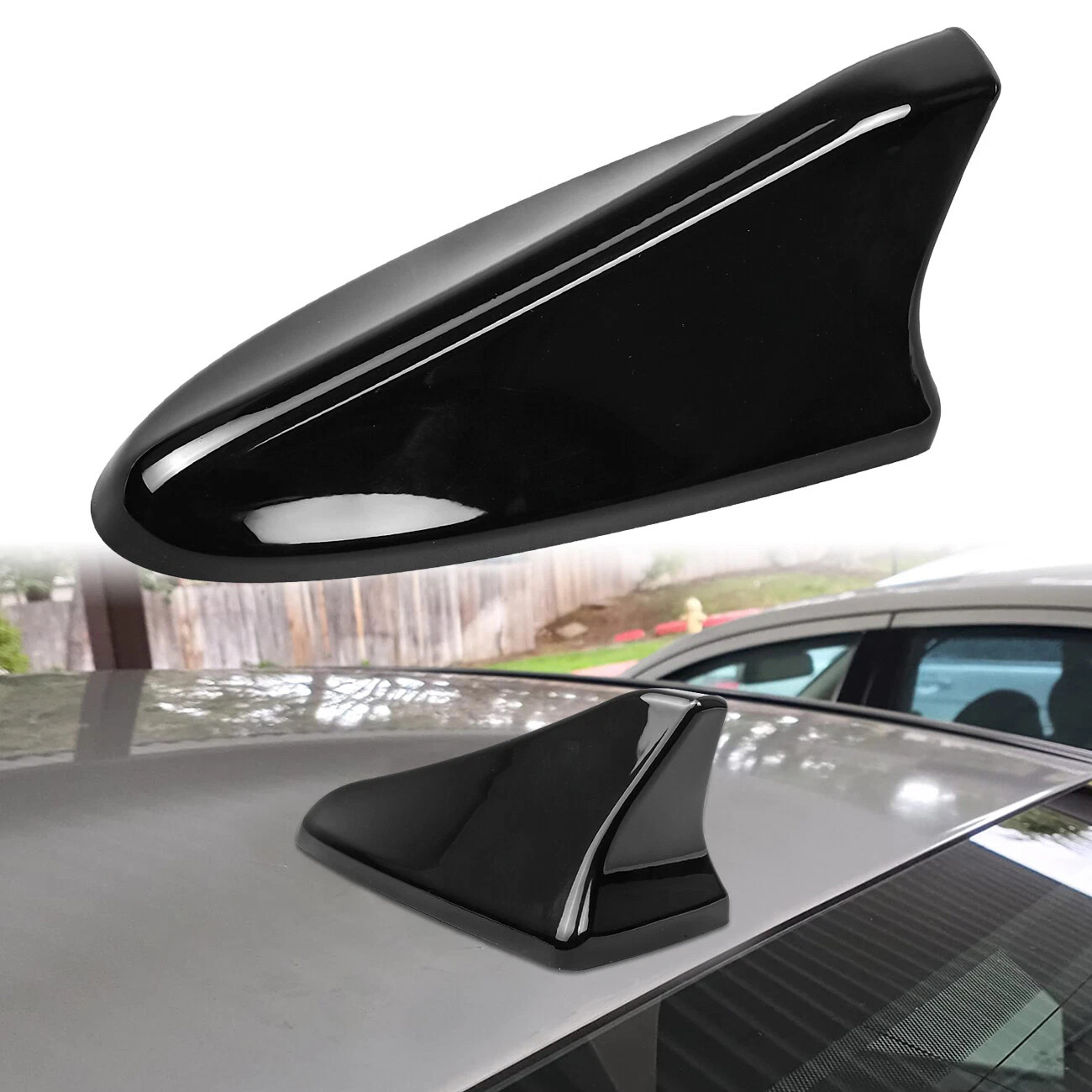 For 2015-17 Genesis Coupe & G80 Ebony Black FM/AM Shark Fin Roof Antenna Cover .