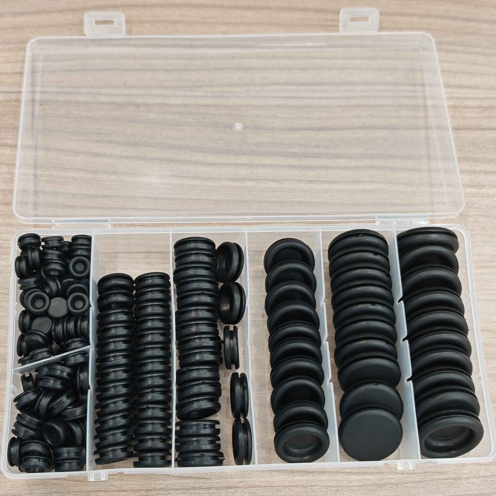 200Pcs 7 Size Rubber Grommet Firewall Hole Plug Set Electrical Wire Gasket Black