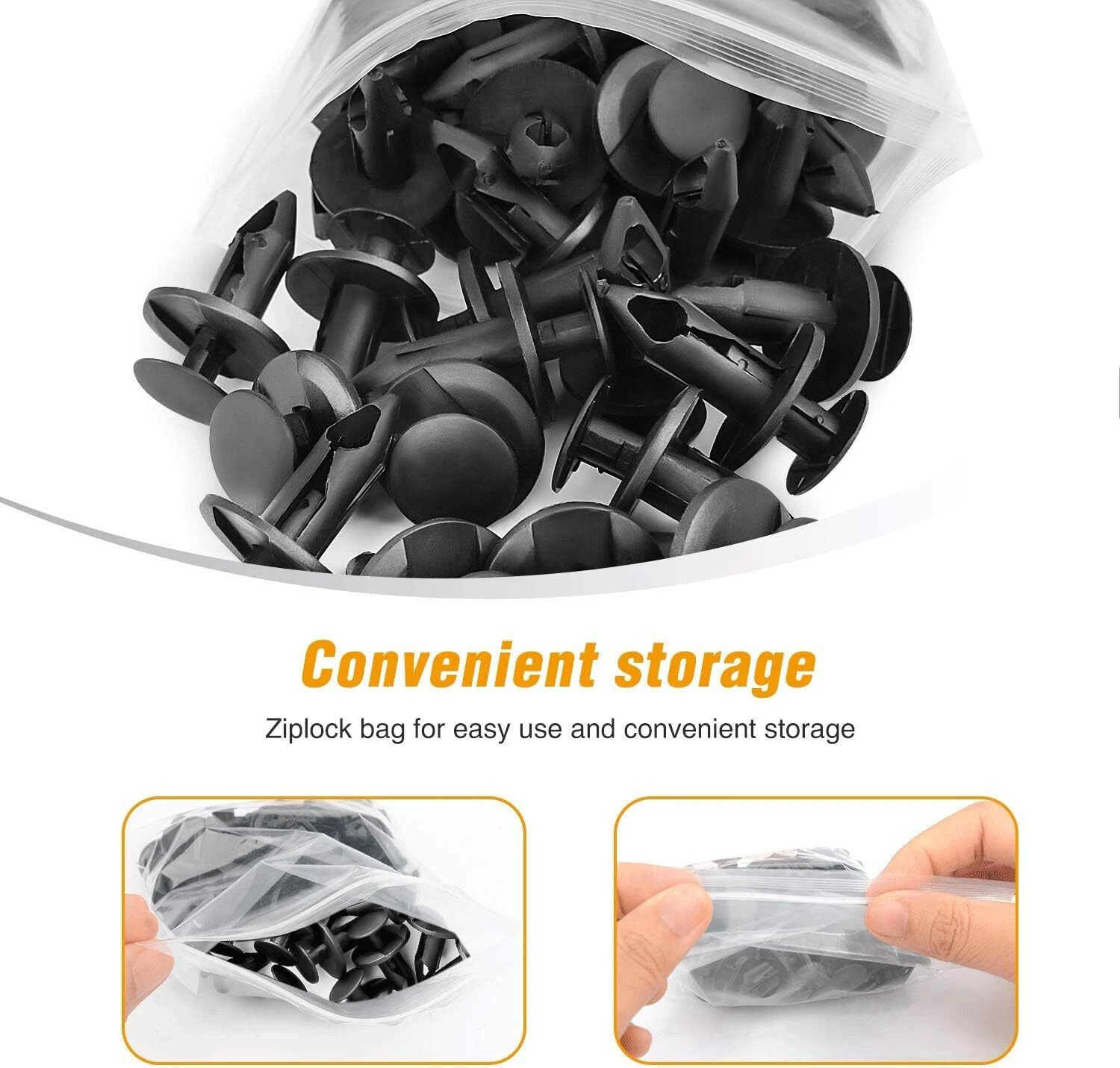 120 Pcs 8mm Plastic Nylon Bumper Push Pin Rivets Retainer Trim Clips Fasten Auto