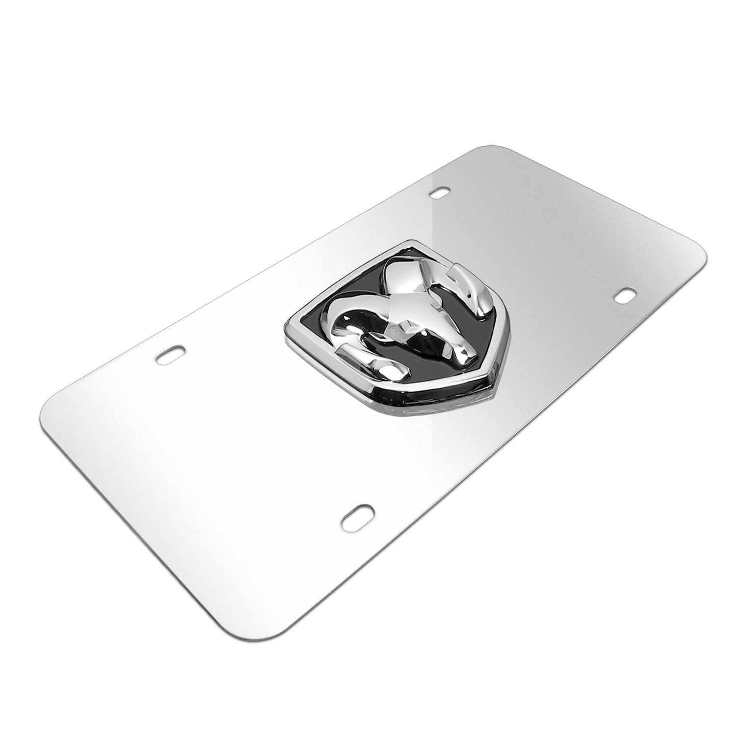 RAM 3D Logo Chrome Stainless Steel License Plate, Made in USA Lifetime Warrantry
