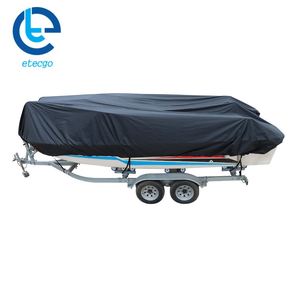 11-13FT Waterproof Black Trailerable Boat Cover Fishing V-Hull Runabout New