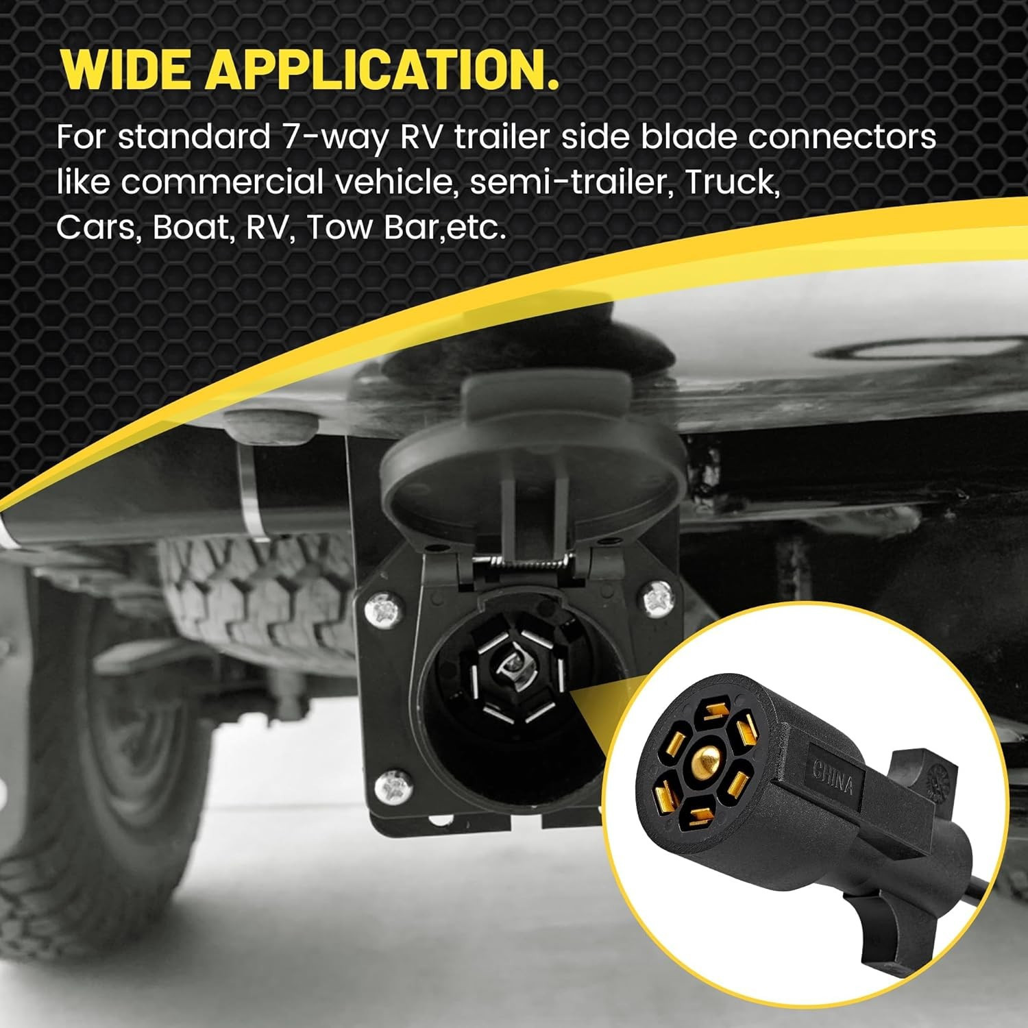 7 Way Round to 5 Way Flat Coiled Trailer Adapter w/ Trailer Clip (6′) UV Coating
