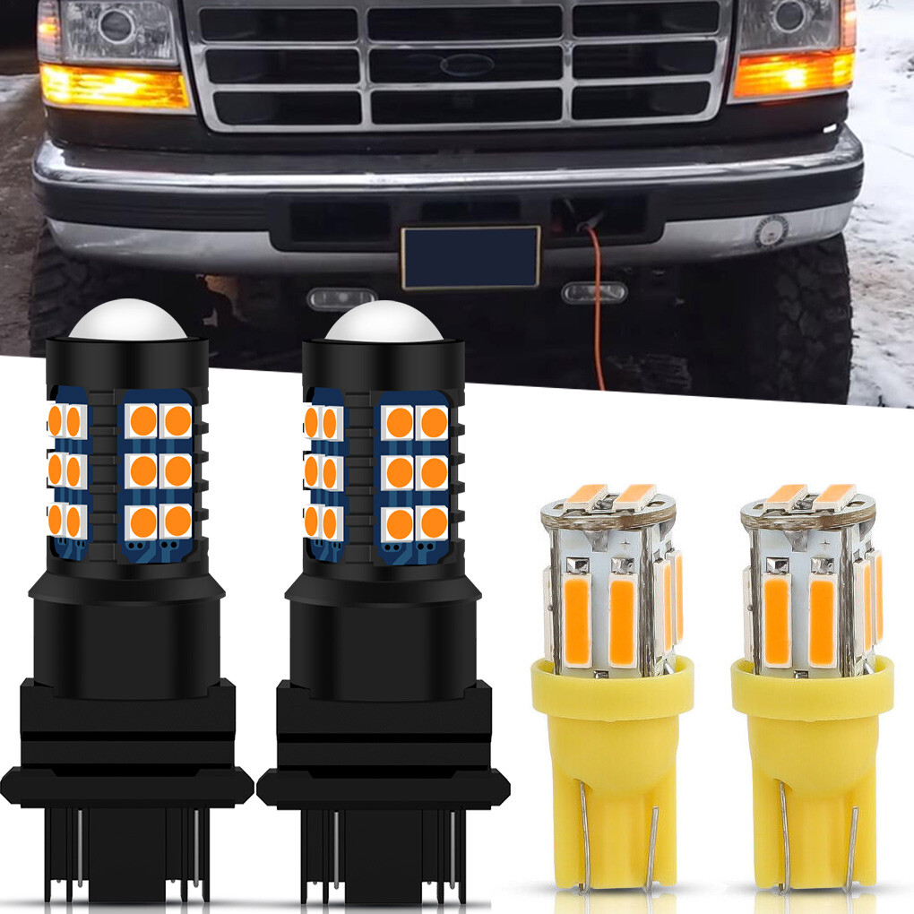 Amber Turn Signal Light + Indicator LED Bulbs For 1992-1996 Ford F150 F350 F250