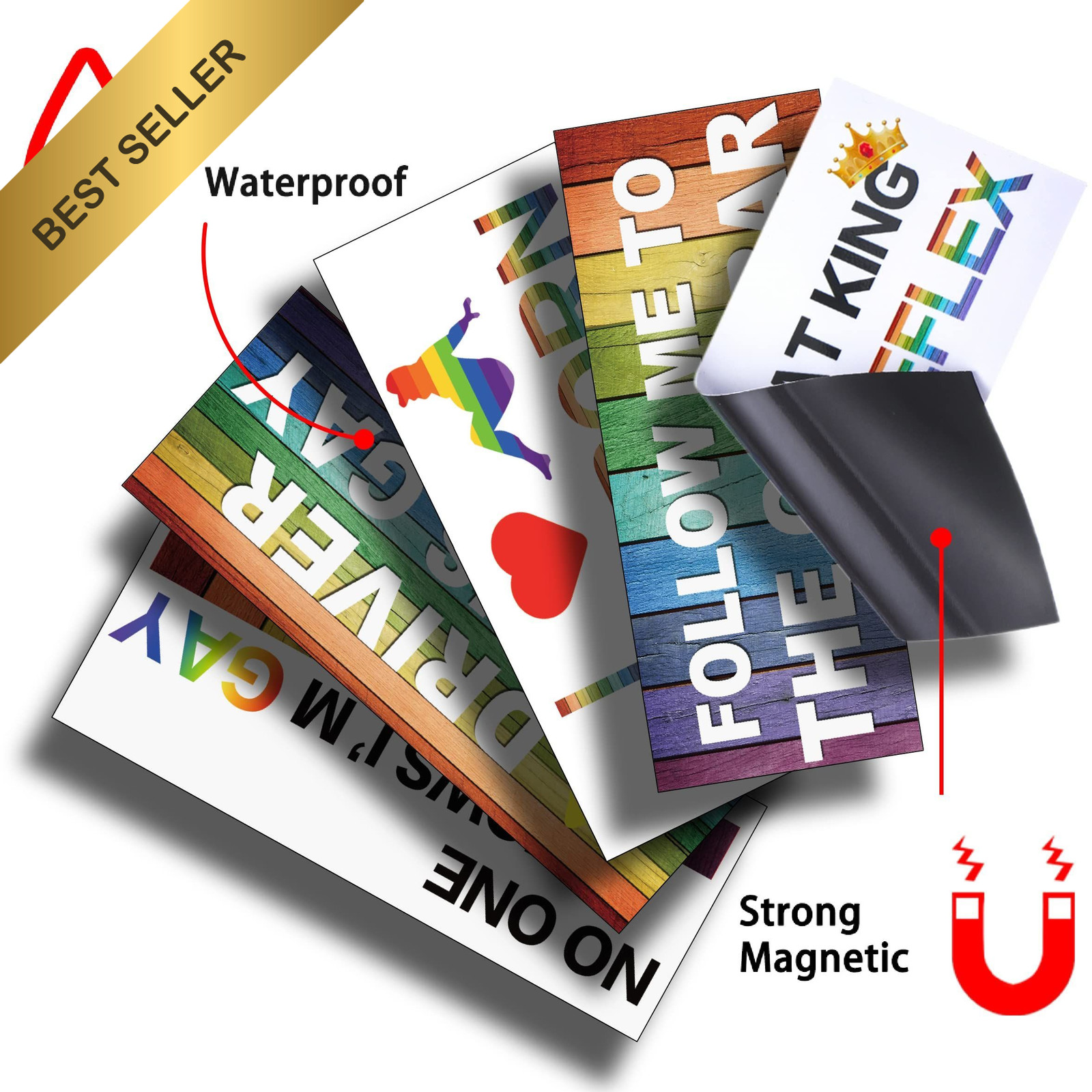 Frienda LGBT Rainbow Bumper Decals Magnetic Funny Prank Car Sticker Set 10 Pcs