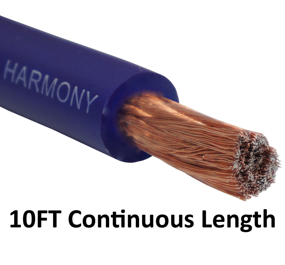 Harmony Audio 1/0 0 Gauge Car Stereo Matte Blue Power Cable Amp Wire – 10 FT