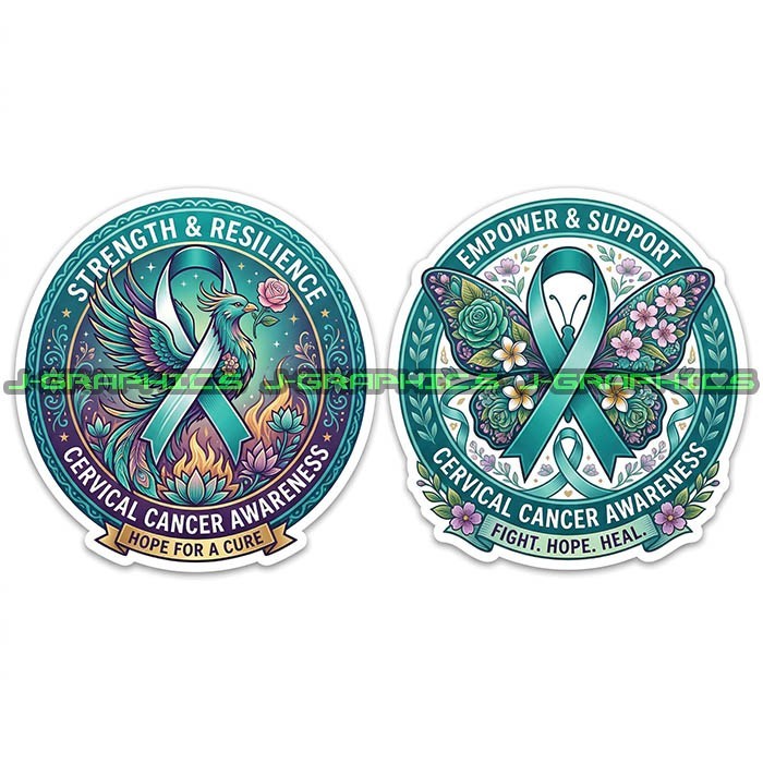Cervical Cancer Awareness Ribbon Strong Vinyl Decal Sticker 2 Pack A