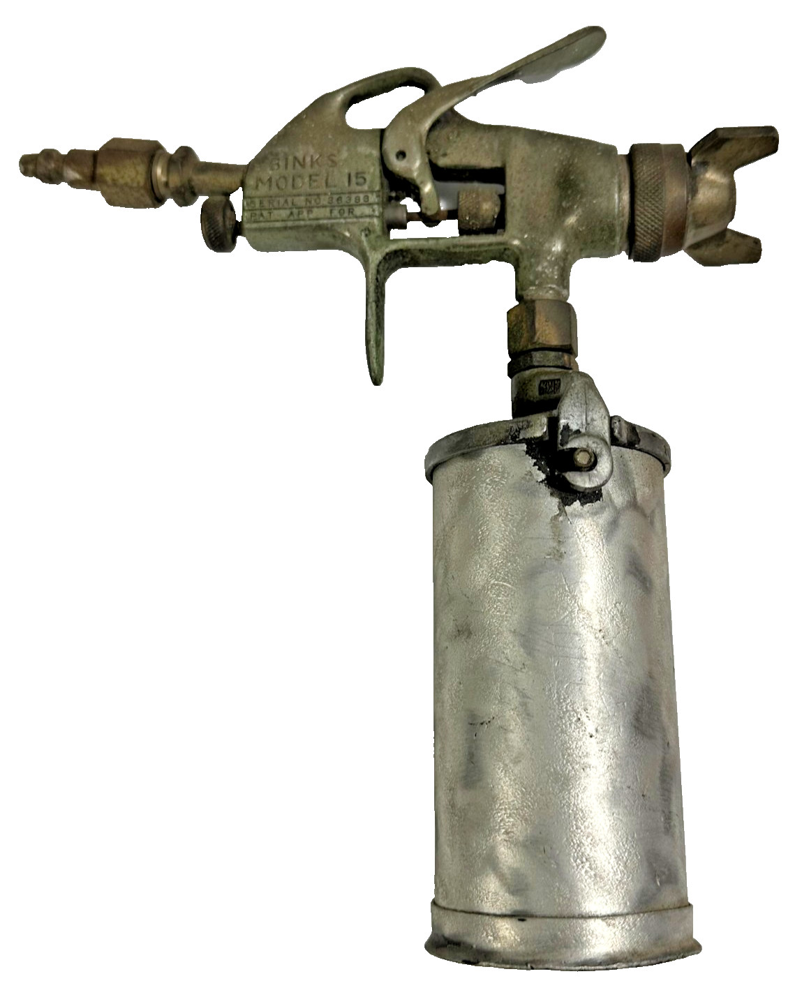 Binks Model 15 Spray Gun Vintage Paint Sprayer w Metal Cup Industrial
