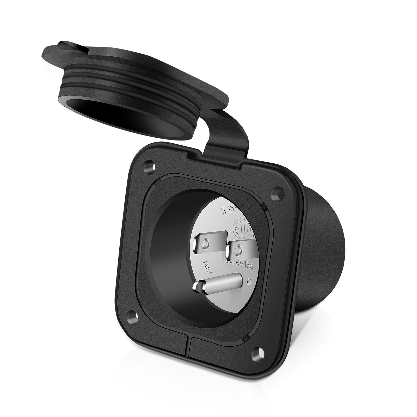 15A 125V AC Port Shore Power Plug Electrical Outlet Flanged Inlets for Boat RV