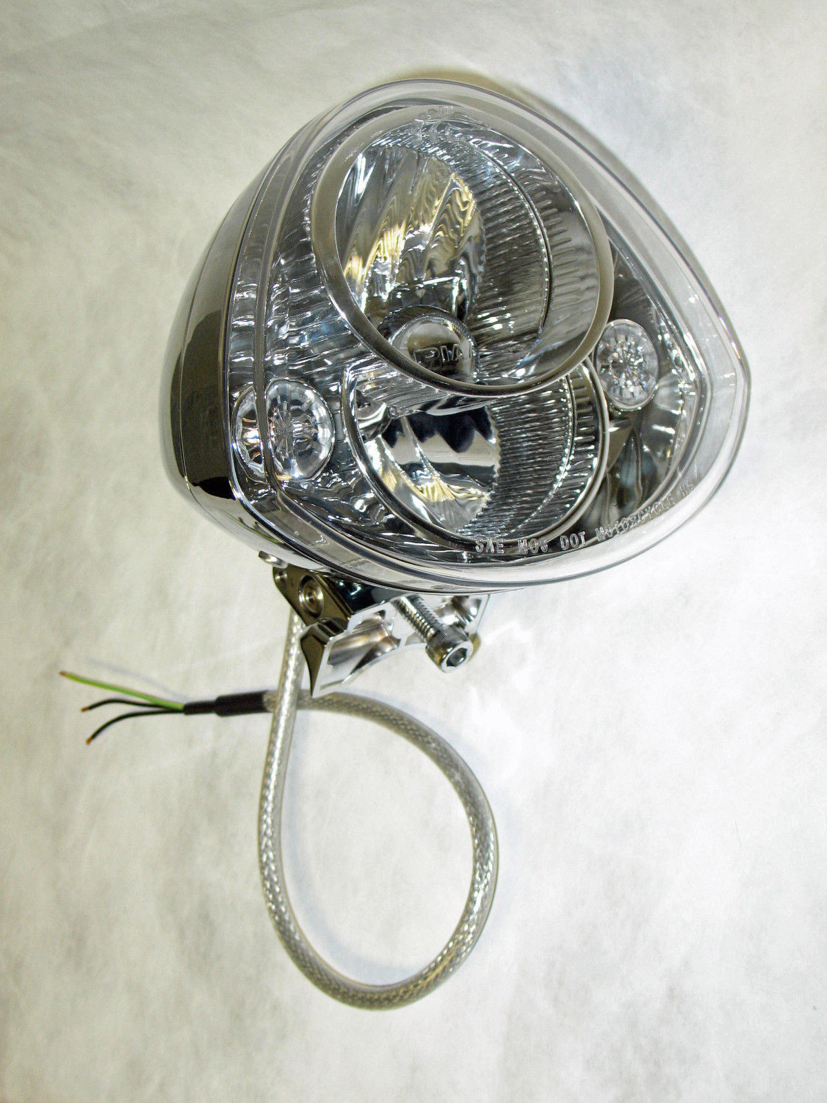 American Iron Horse PIAA Chrome Motorcycle Headlamp w/ LED DRLs DOT SAE Approved