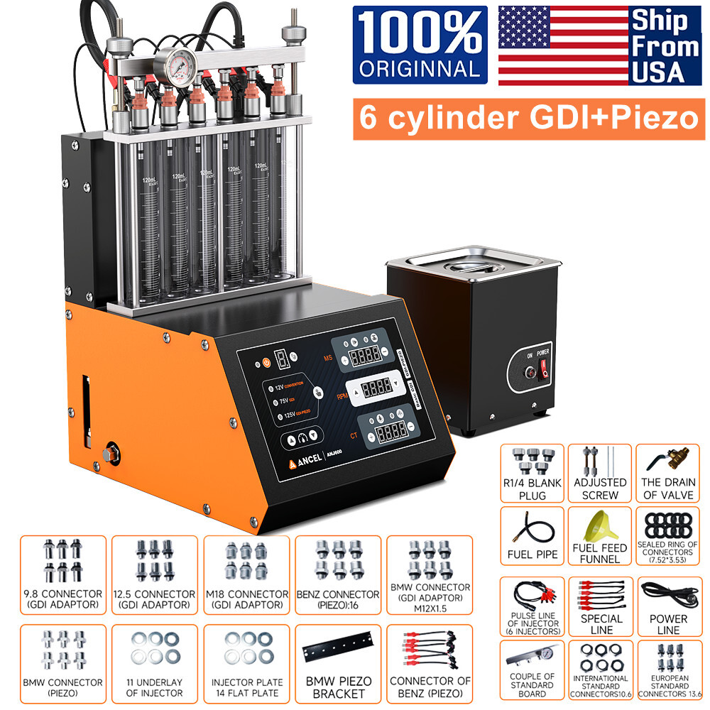 ANCEL ANJ600 Ultrasonic Fuel Injector Tester Cleaner Machine GDI Piezo Cleaning