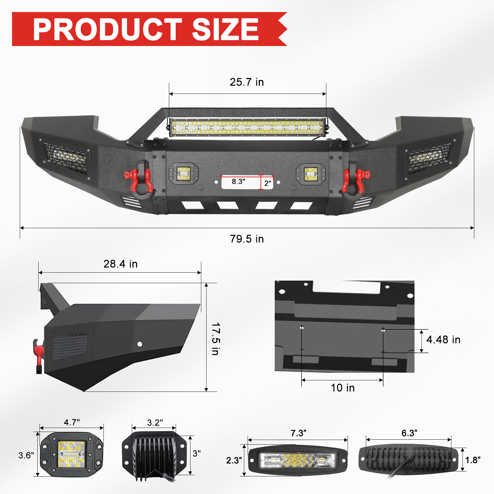 Aaiwa For 2005-2007 Ford F250/F350/F450&Excursion Front/Rear Bumper W/LED Lights