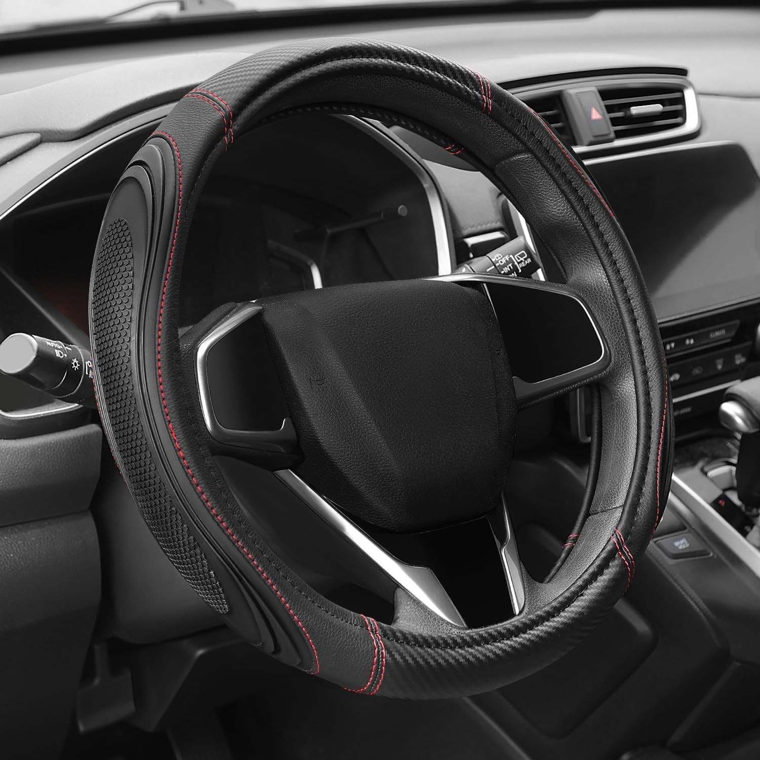 Steering Wheel Cover for Universal Fit Cars Trucks SUV 14 1/2 to 15 Inches Red C