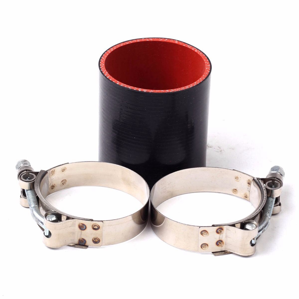 Black Red 2.5″ inch 63 mm ID Straight Silicone Coupler Hose + 2PCS T-Clamp