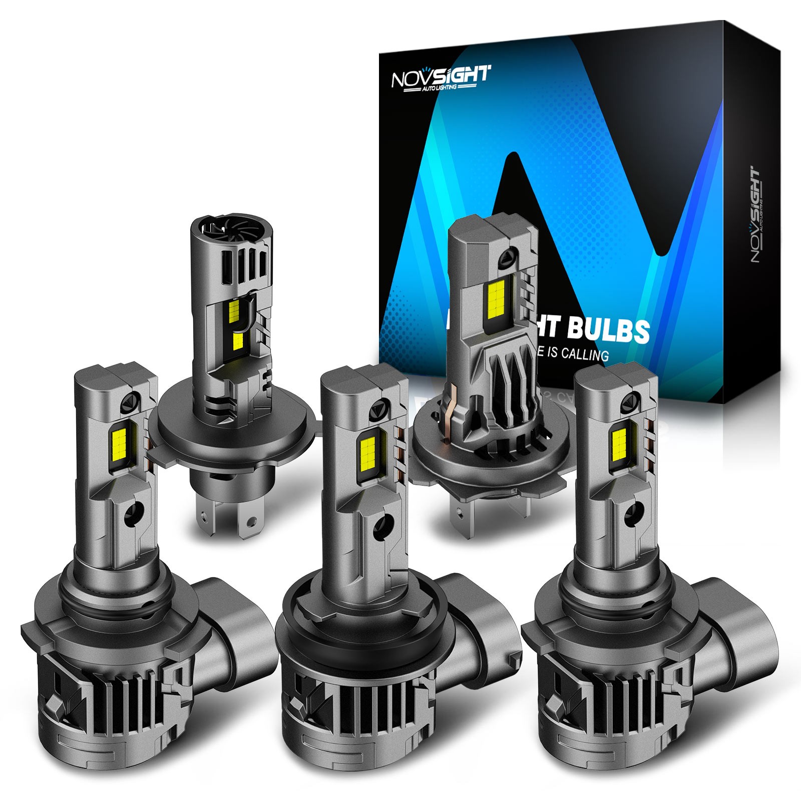 NOVSIGHT H4 H7 H11 9005 9006 LED Headlight Bulbs Super Bright 6500K 100W 24000LM