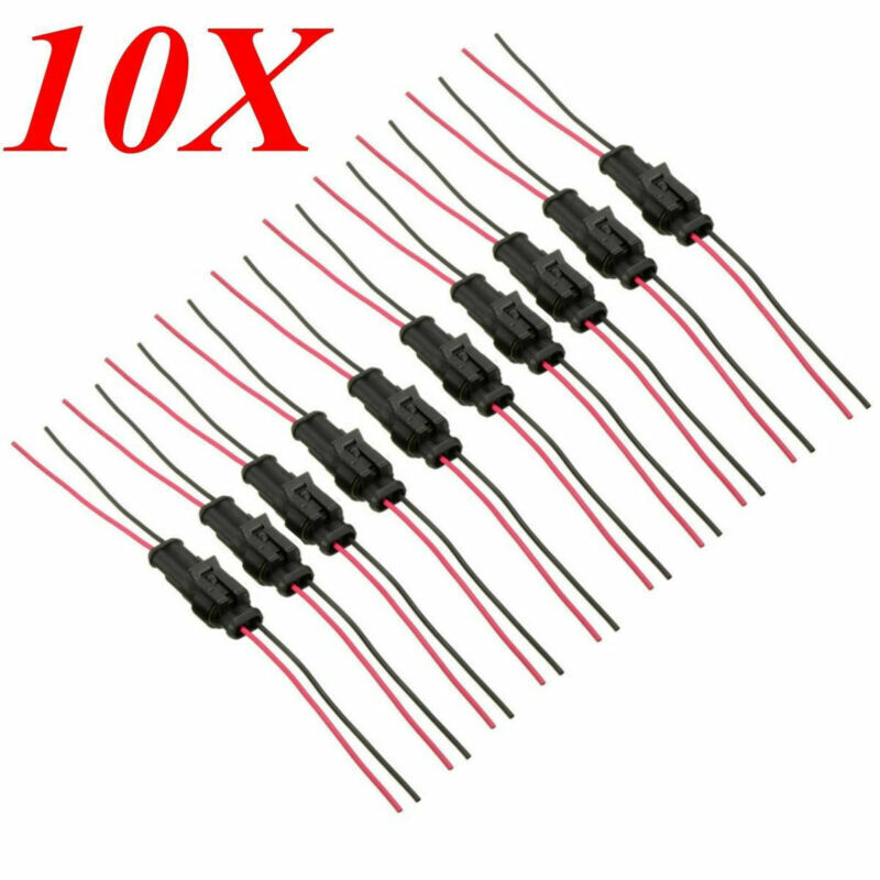 10 Kits Copper & PVC 2 pin cable Waterproof Seal Electrical Wire Connector Plug