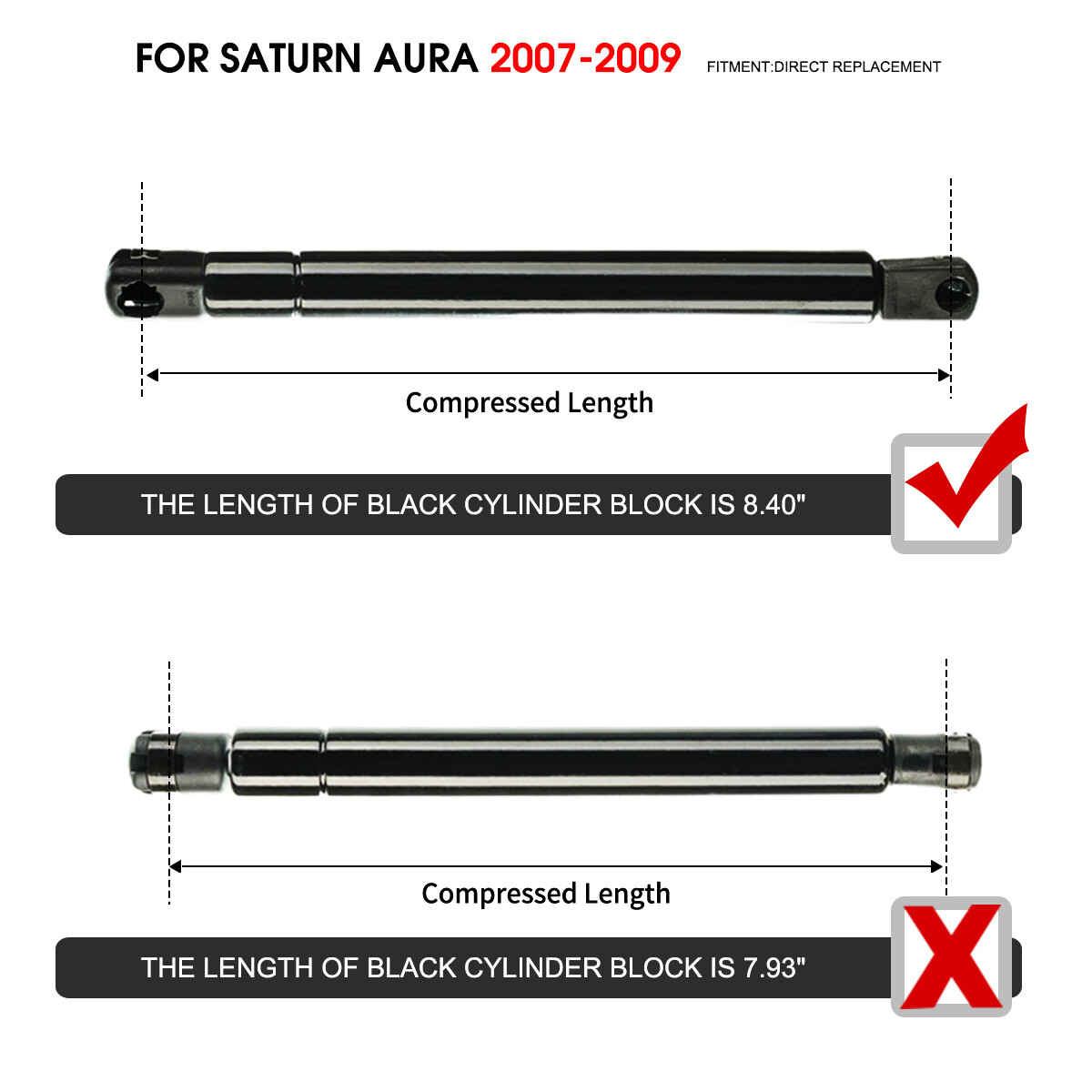 2x Rear Trunk Tailgate Lift Supports Shock Strut for Saturn Aura 2007-2009 Sedan