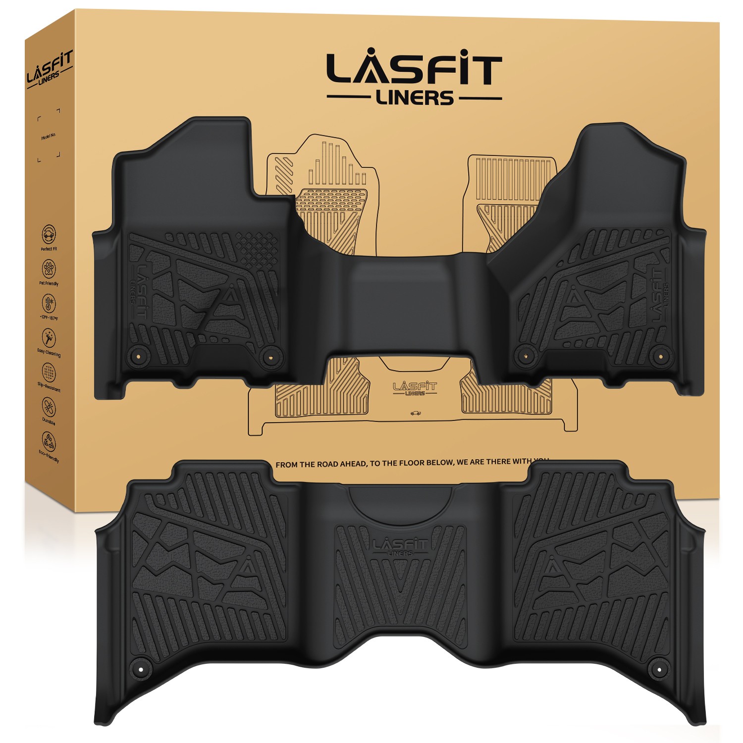 LASFIT Floor Mats for 2019-2026 Ram 2500 / 3500 Crew Cab 1st&2nd Row Floor Liner