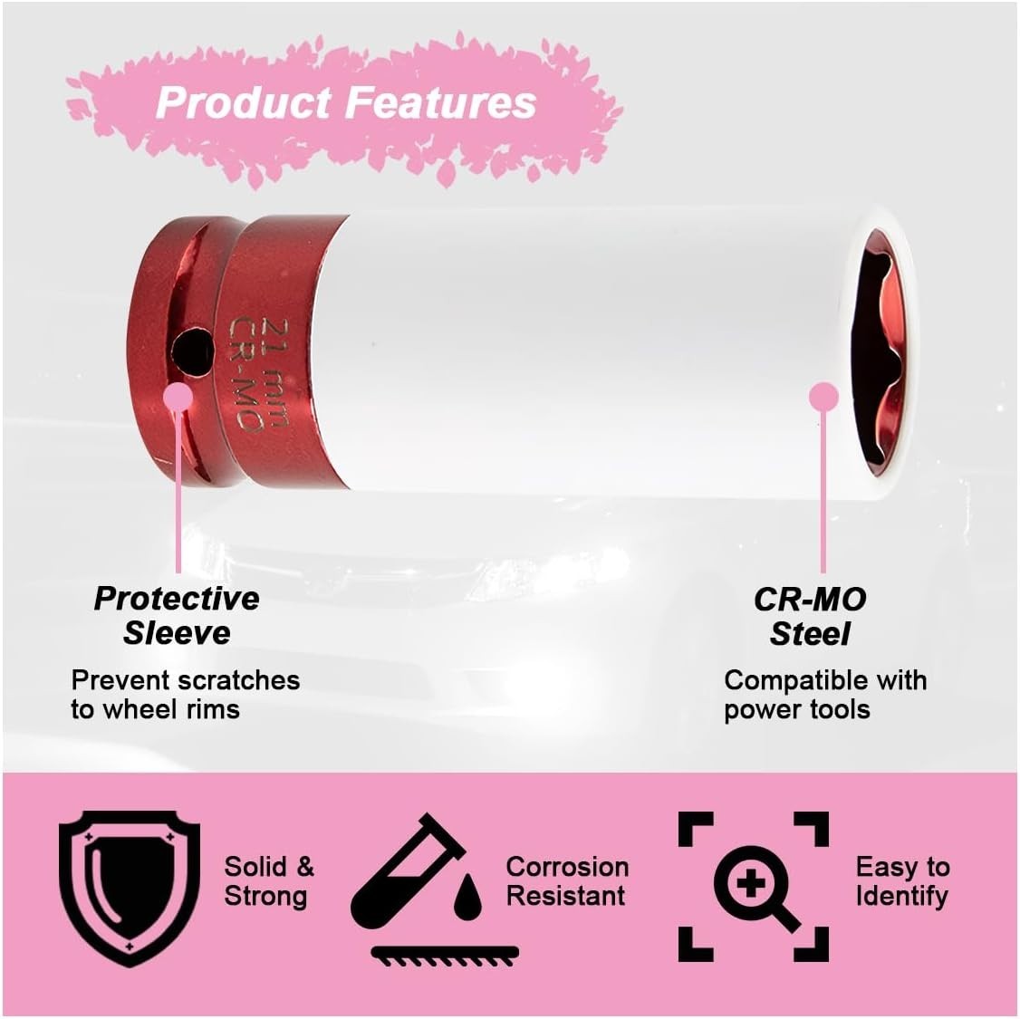 Durable 21mm Lug Nut Impact Socket with Non-Scratch Sleeve for Auto Maintenance