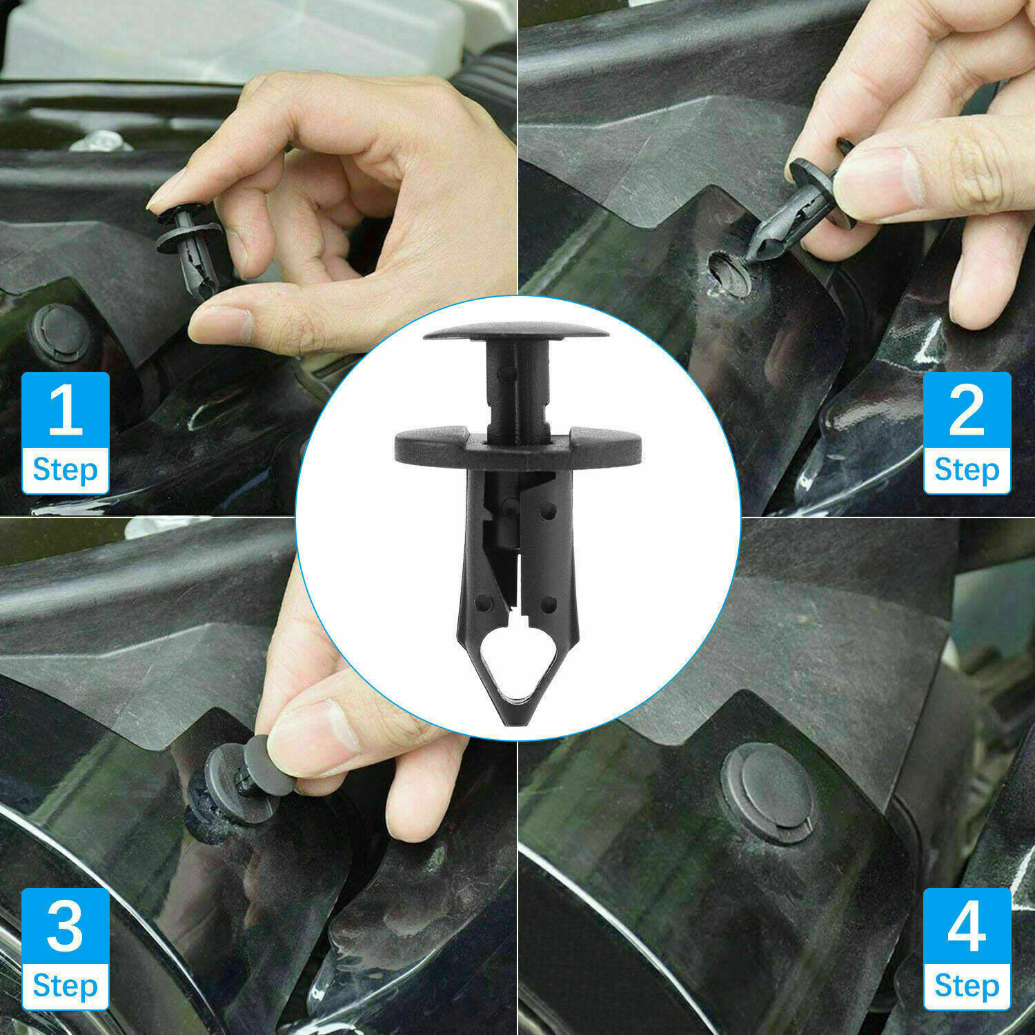 200PCS 8mm Bumper Clips Retainer Auto Car Plastic Rivets Fastener Fender Push